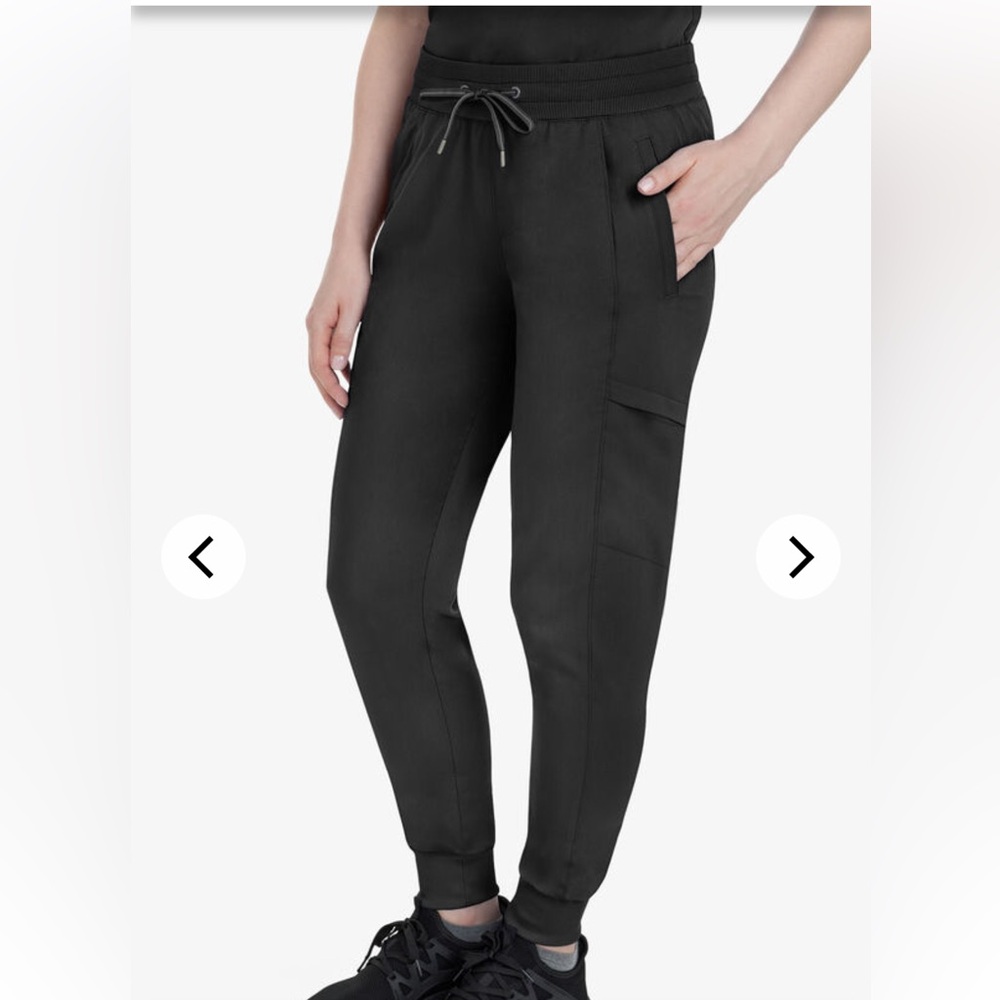 healing hands Black Elastic Drawstring Joggers with Zip Pocket - woman
